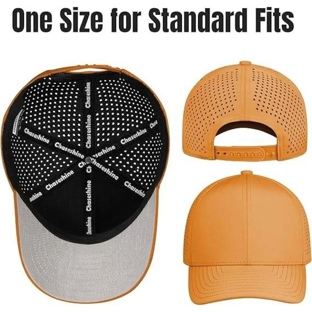 Chaseshine Performance Snapback Hat Orange Perforated‎ Golf Running Baseball Cap